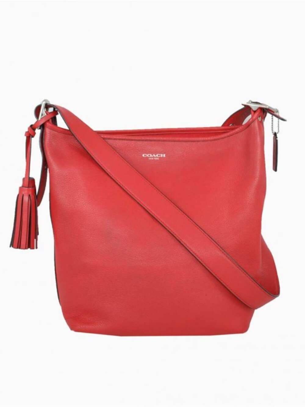 COACH Legacy Mini Duffle Crossbody Red Leather Purse Tassels Shoulder Bag